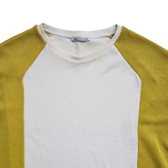 Zara Sweater Womens Medium Colorblock Ribbed Sleeves Sweatshirt Pullover - Picture 3 of 10